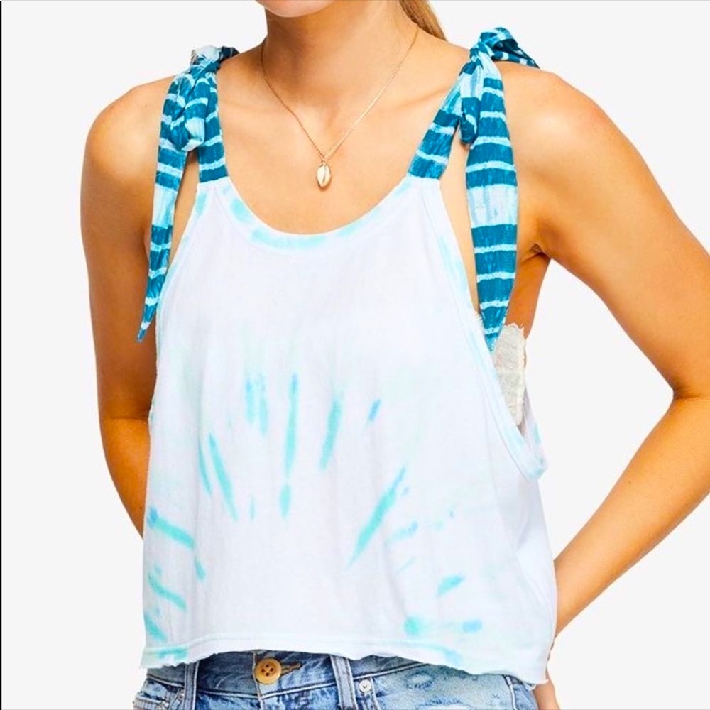 NWT Free People green/blue tie dye tank top.  (JJ126)